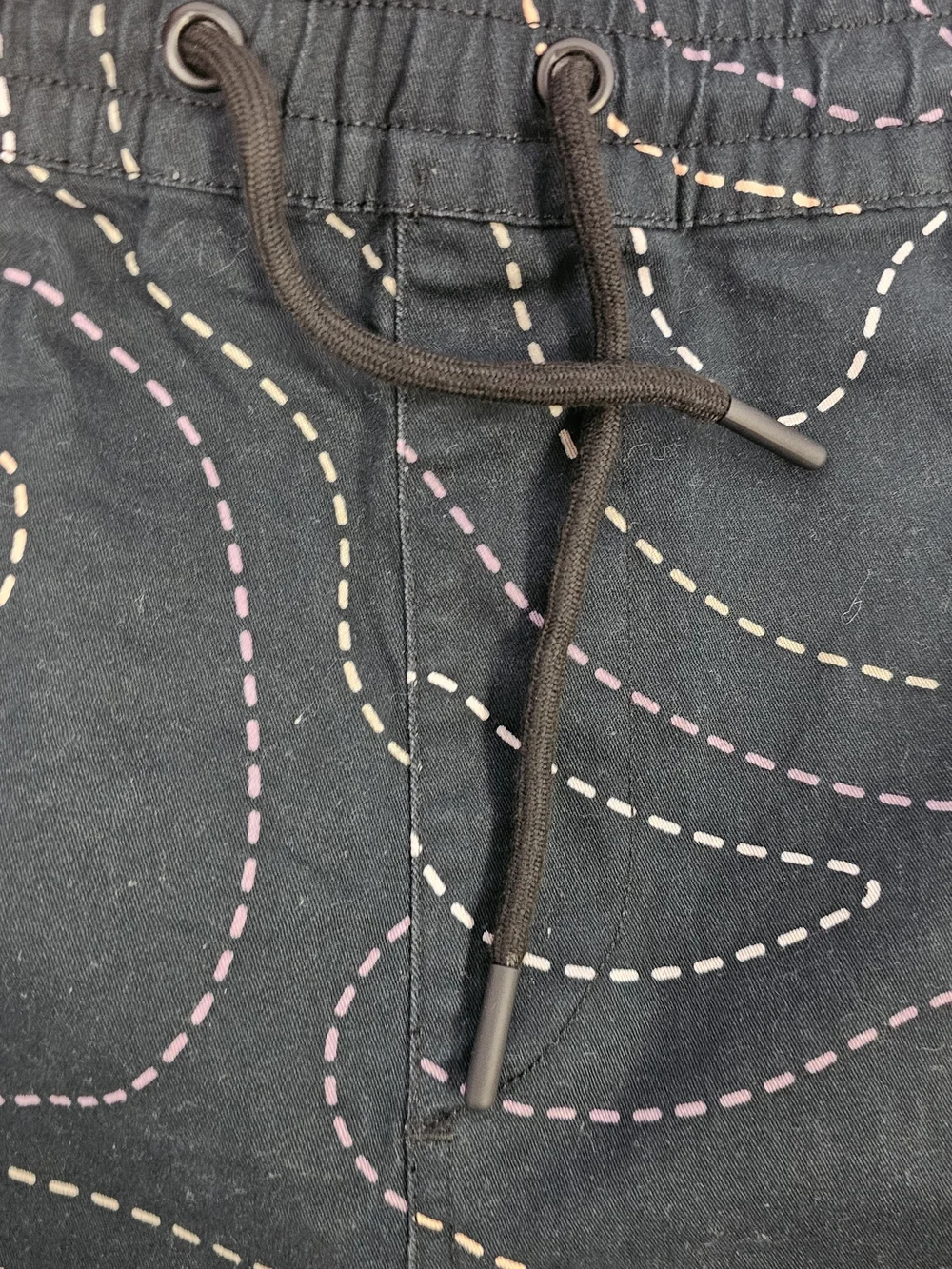 Men's Black Patterned Drawstring Shorts